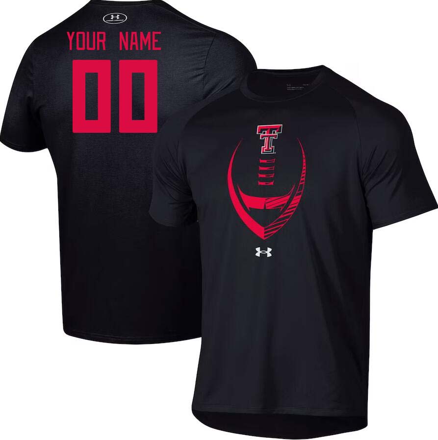Custom Texas Tech Red Raiders Name And Number College Tshirt-Black